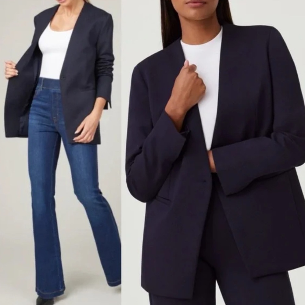 SPANX Navy The Perfect Collarless Cutaway Relaxed Women's Classic Navy Blazer S